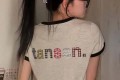 새상품) 탄산마그네슘 반팔 아플리케 링거 티셔츠 아이보리 (우먼)