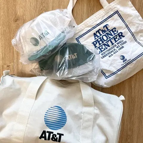 국내 유일 80s Made USA at&t 빈티지 볼캡 모자 에코백 콤보